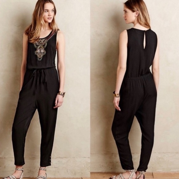 Anthropologie Pants - Anthropologie Beaded Jersey Knit Jumpsuit